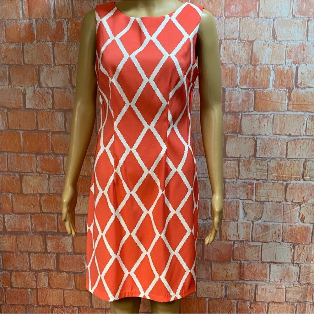 Alyx Orange and White Geometric‎ Print Sleeveless Dress